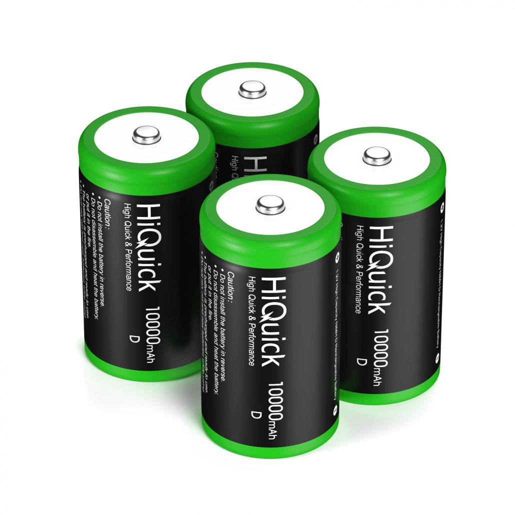 HiQuick D Rechargeable Batteries, 10000mAh 1.2V NiMH Per-Charged D Cell ...