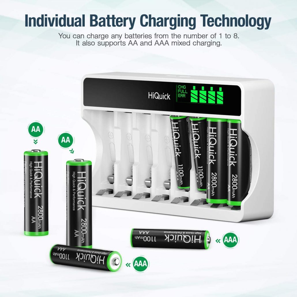 Piles AAA Rechargeables HiQuick 1100mAh | Lot De 16 | Ni-MH, 1200 Cycles | Avec Boîte De Rangement